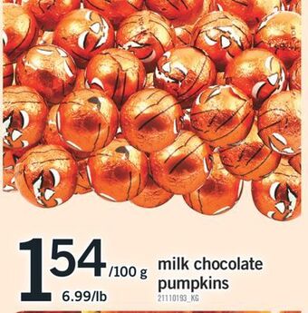Fortinos Milk chocolate pumpkins offer