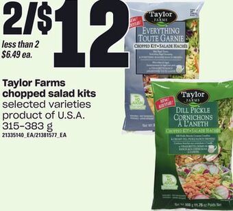 Independent Grocer Taylor farms chopped salad kits, 315-383 g offer