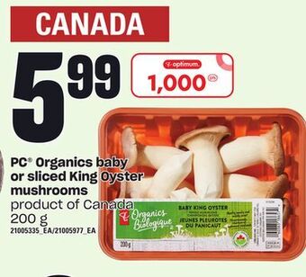 Independent Grocer Pc® organics baby or sliced king oyster mushrooms, 200 g offer