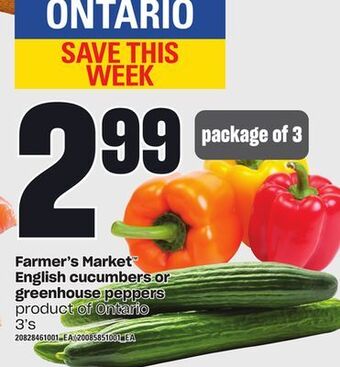 Independent Grocer Farmer's market™ english cucumbers or greenhouse peppers, 3's offer