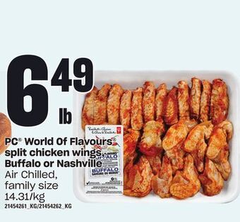 Independent Grocer Pc® world of flavours split chicken wings, buffalo or nashville offer