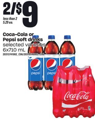 Independent Grocer Coca-cola or pepsi soft drinks, 6x710 ml offer
