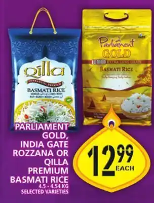 Food Basics Parliament gold, india gate rozzana or qilla premium basmati rice offer