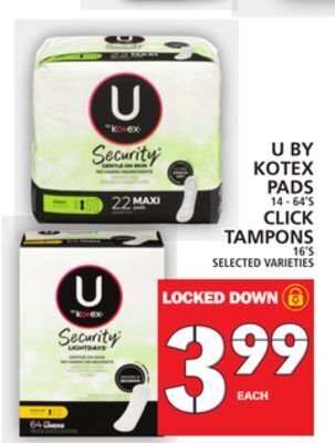Food Basics U by kotex pads or click tampons offer
