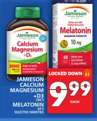 Food Basics Jamieson calcium magnesium +d3 or melatonin offer