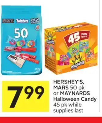 Foodland Hershey's, mars 50 pk or maynards halloween candy 45 pk offer