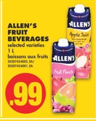 No Frills Allen's fruit beverages, 1 l offer