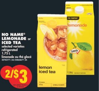 No Frills No name® lemonade or iced tea, 1.75 l offer