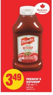 No Frills French's ketchup, 750 ml/1 l offer