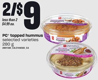 Loblaws Pc® topped hummus, 280 g offer