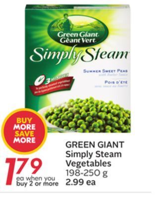 Sobeys Green giant simply steam vegetables offer
