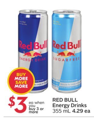 Sobeys Red bull energy drinks offer
