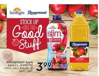 Sobeys Rougemont apple juice offer