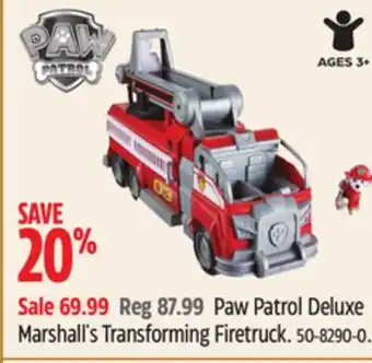 Canadian Tire Paw patrol patrol deluxe marshall's transforming firetruck offer