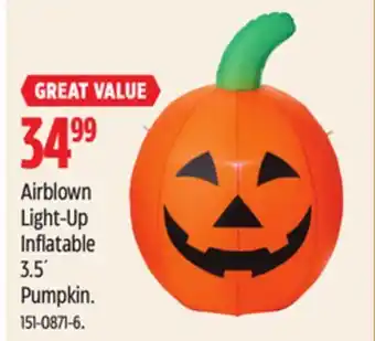 Canadian Tire For living airblown light-up inflatable 3.5´ pumpkin offer