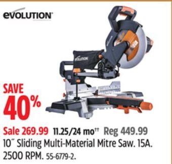 Canadian Tire Evolution 10˝ sliding multi-material mitre saw. offer