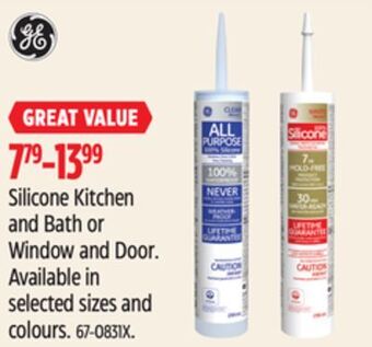 Canadian Tire Ge silicone kitchen and bath or window and door offer