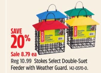 Canadian Tire Stokes select double-suet feeder with weather guard offer
