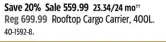 Canadian Tire Sportrack rooftop cargo carrier, offer