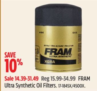 Canadian Tire Fram ultrasynthetic oil filters offer