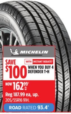 Canadian Tire Michelin defender t+h tires offer