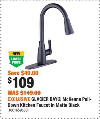 Home Depot Exclusive glacier bay® mckenna pull-down kitchen faucet in matte black offer