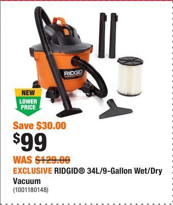 Home Depot Exclusive ridgid® 34l/9-gallon wet/dry vacuum offer