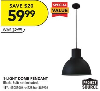 RONA Project source 1-light dome pendant, 15" offer