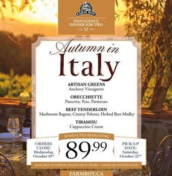 Farm Boy Indulgence dinner for two offer