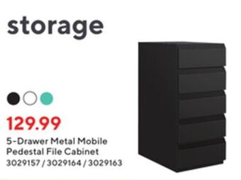 Staples Simply 5-drawer metal mobile pedestal file cabinet offer