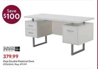 Staples Sunjoy deja double pedestal desk offer
