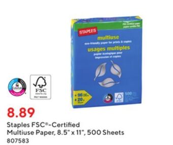 Staples Staples fsc®-certified multiuse paper, 8.5" x 11", 500 sheets offer