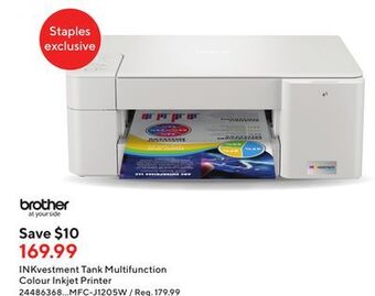 Staples Brother inkvestment tank multifunction colour inkjet printer offer