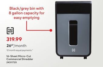 Staples Tru red 16-sheet micro-cut commercial shredder offer
