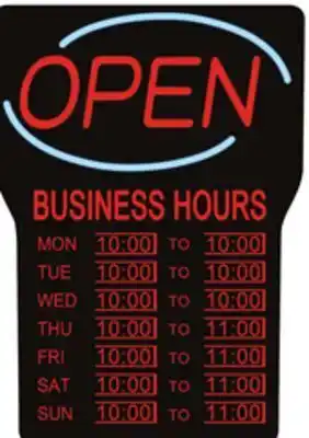 Staples Led open sign with business hours offer