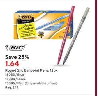 Staples Bic round stic ballpoint pens, 12 pk offer