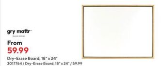 Staples Gry mattr dry-erase board - 18" x 24" offer
