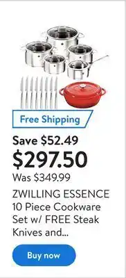Walmart Zwilling essence 10 piece cookware set w/ free steak knives and cocotte offer