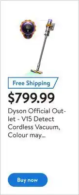 Walmart Dyson official outlet - v15 detect cordless vacuum, colour may vary, refurbished offer