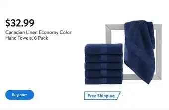 Walmart Canadian linen economy color hand towels, 6 pack offer