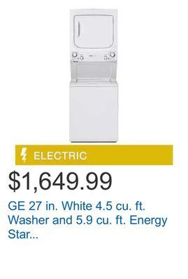 Costco Ge 27 in. white 4.5 cu. ft. washer and 5.9 cu. ft. energy star laundry centre offer
