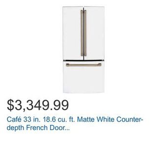 Costco Café 33 in. 18.6 cu. ft. matte white counter-depth french door refrigerator offer