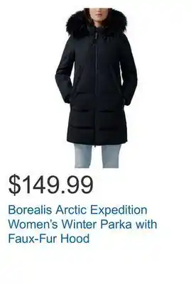 Costco Borealis arctic expedition women's winter parka with faux-fur hood offer