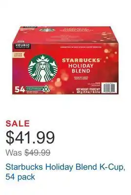 Costco Starbucks holiday blend k-cup, 54 pack offer