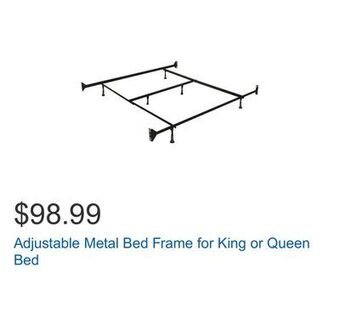 Costco Adjustable metal bed frame for king or queen bed offer