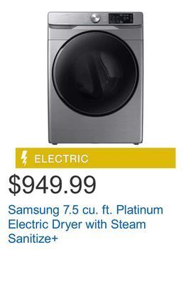 Costco Samsung 7.5 cu. ft. platinum electric dryer with steam sanitize+ offer