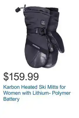 Costco Karbon heated ski mitts for women with lithium- polymer battery offer