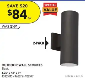Lowe's Allen + roth outdoor wall sconces 4.25" x 13" x 9" offer
