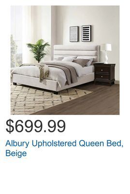 Costco Albury upholstered queen bed, beige offer