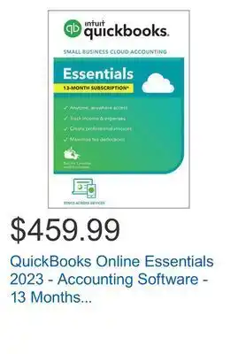 Costco Quickbooks online essentials 2023 - accounting software - 13 months subscription offer